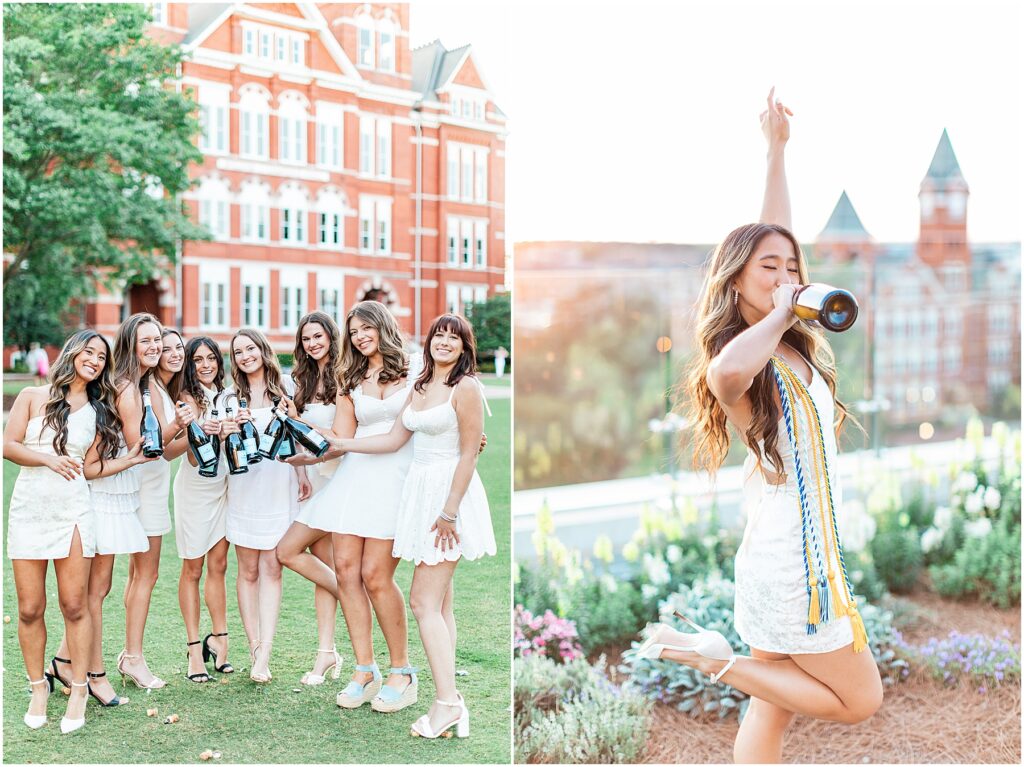 popping champagne auburn university grads