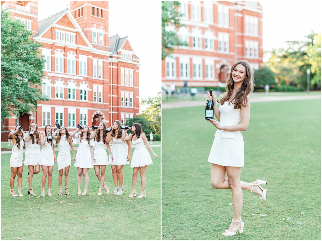 drinking champagne on Samford Hall lawn Auburn University